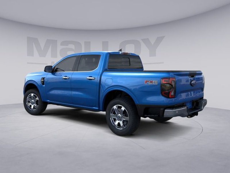2025 Ford Ranger XLT in Velocity Blue Metallic — front three-quarter view