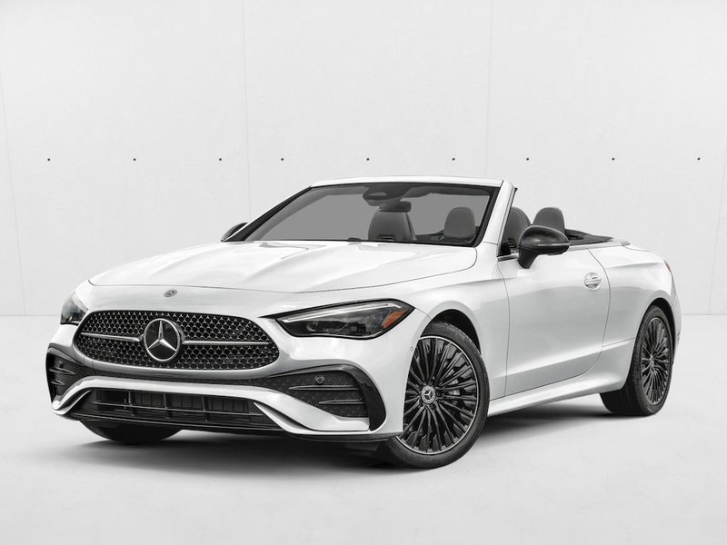 2026 Mercedes-Benz CLE 450 CLE 450 4MATIC ® Cabriolet in Polar White — front three-quarter view