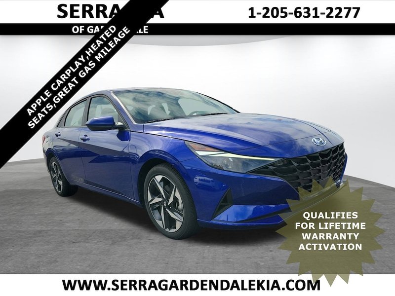 2023 Hyundai Elantra SEL in Intense Blue — front three-quarter view