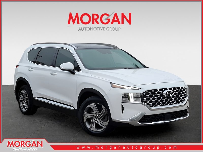 2023 Hyundai Santa Fe SEL in White — front three-quarter view