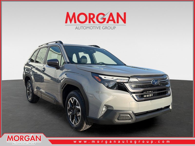 2026 Subaru Forester Premium in River Rock Pearl — front three-quarter view
