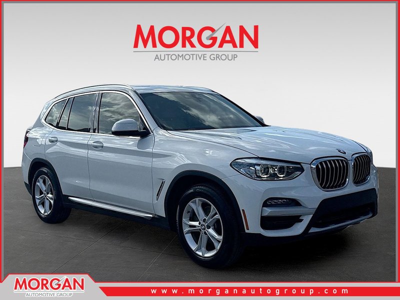 2020 BMW X3 sDrive30i in Alpine White — front three-quarter view