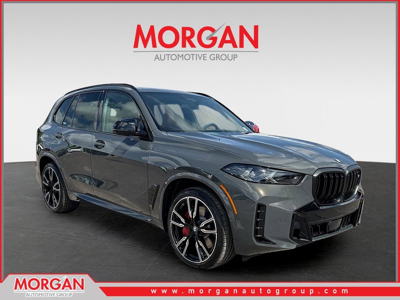 2026 BMW X5 M60i in Dravit Grey Metallic — front three-quarter view