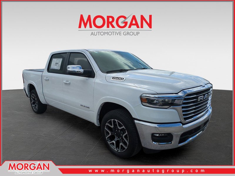 2026 Ram 1500 Laramie in White — front three-quarter view