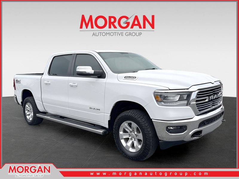 2024 Ram 1500 Laramie in White — front three-quarter view