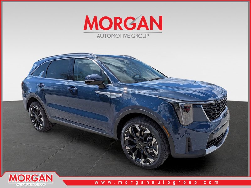 2026 Kia Sorento EX in Midnight Lake Blue — front three-quarter view