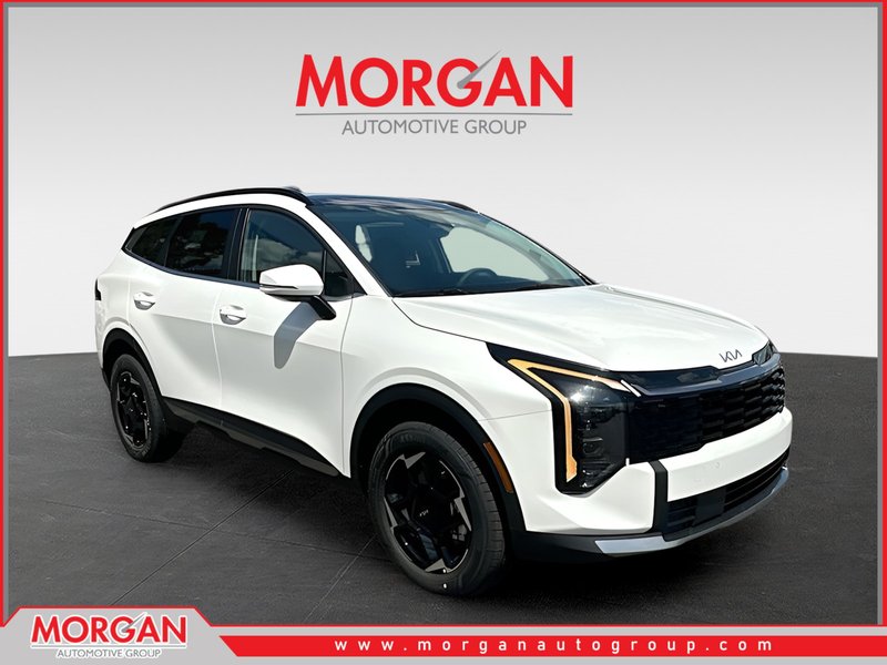 2026 Kia Sportage Hybrid EX in White — front three-quarter view