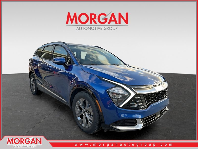 2023 Kia Sportage SX in Sapphire Blue — front three-quarter view