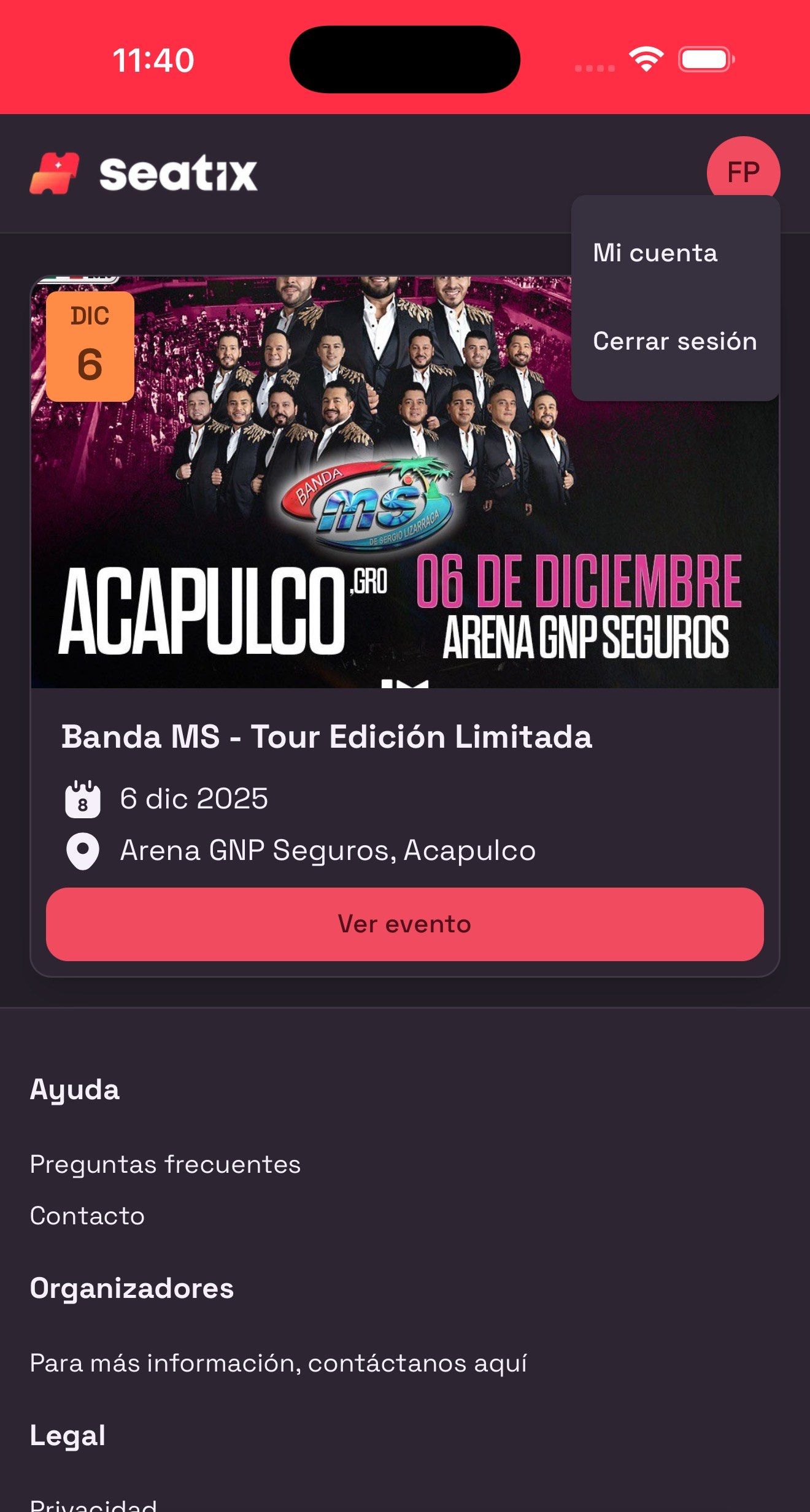 Dar click en foto de perfil y seleccionar "Mi cuenta"