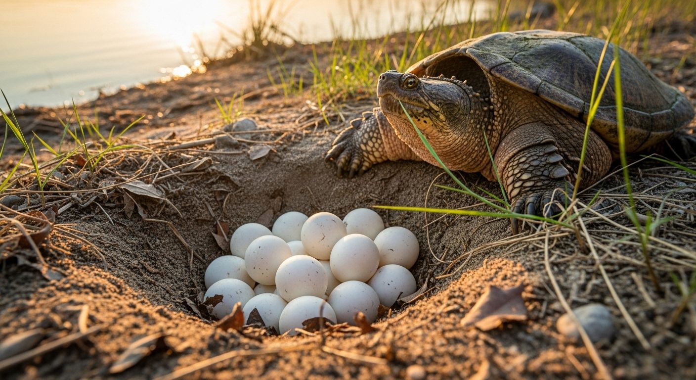 Common Snapping Turtle Eggs Hatch in Wild Nests