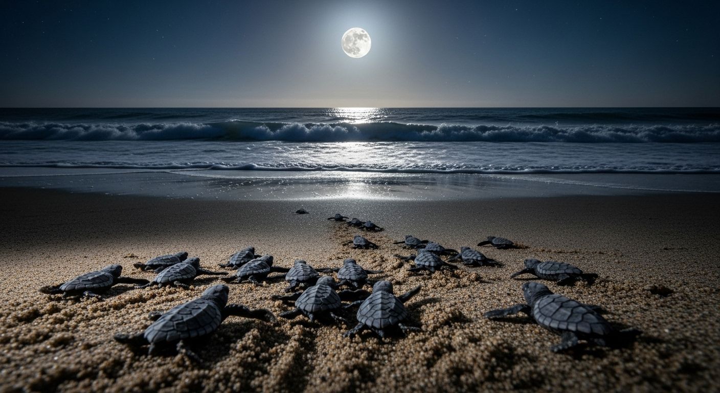 Sea Turtle Eggs Hatching Race to Ocean Waves Sea Turtle Eggs Hatching Race to Ocean Waves