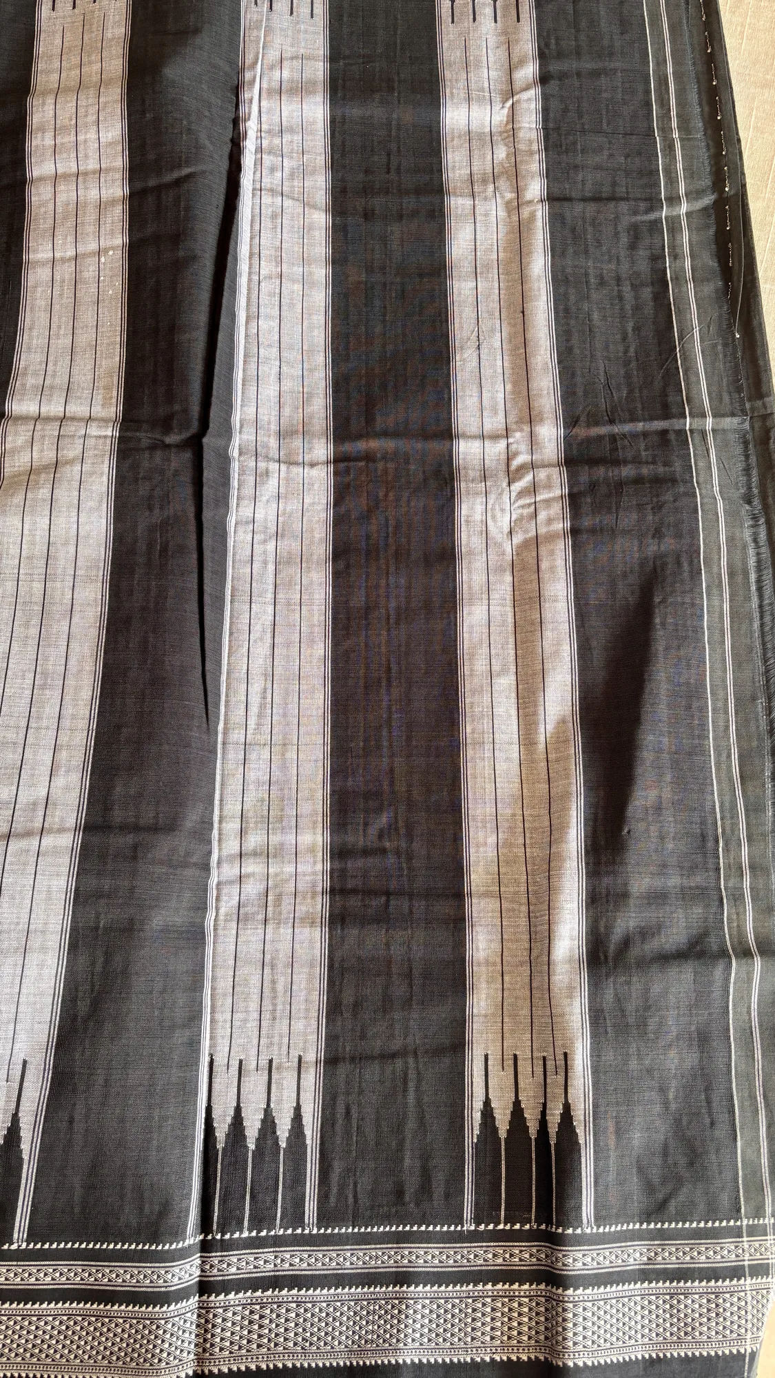 Chikki Paras Pure Cotton Handloom Ilkal Saree - Ash Black - Cotton Pallu authentic saree - view 5