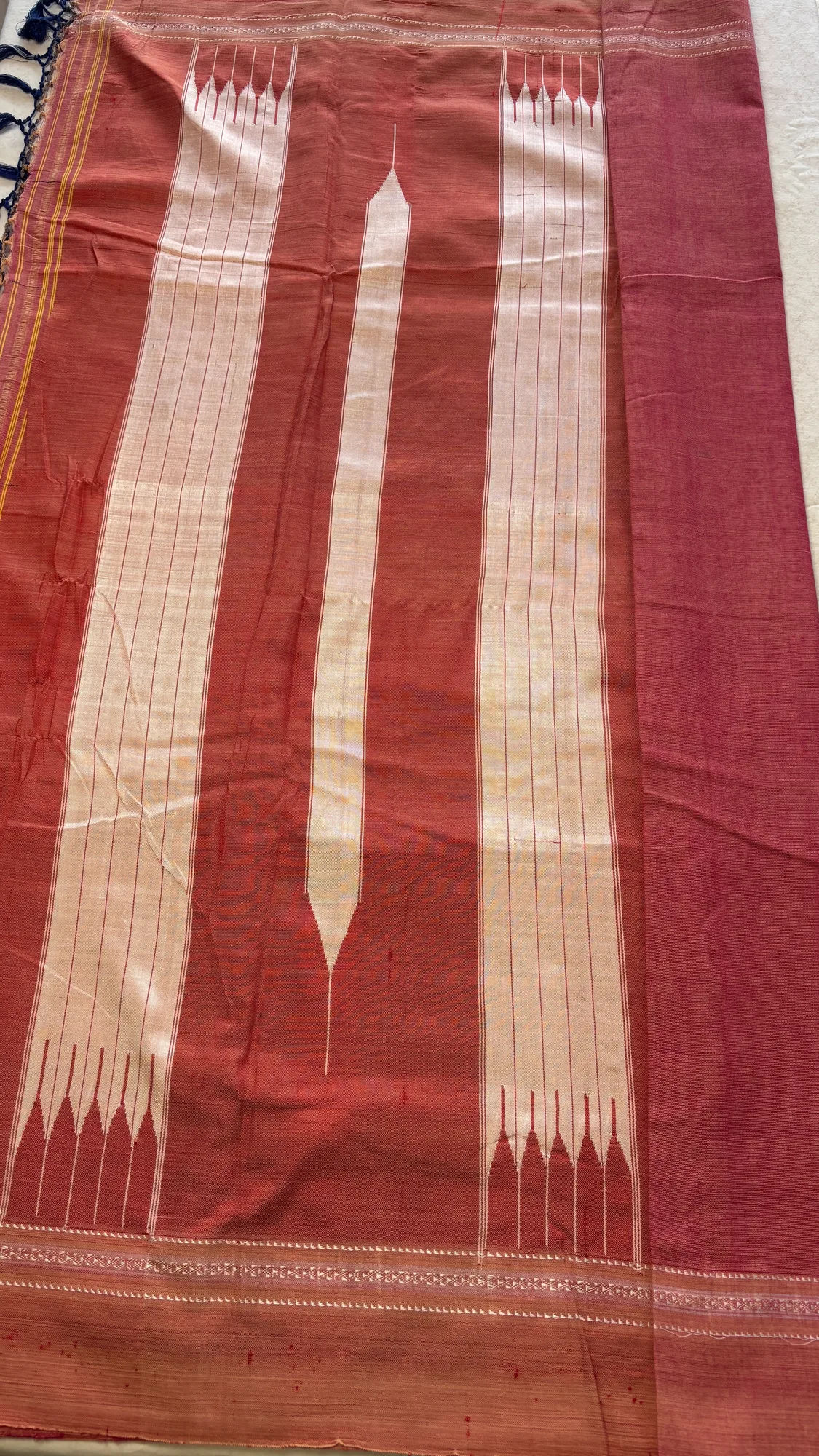 Minimal Chikki Paras Border Pure Cotton Handloom Ilkal - Blush Pink - Plain authentic saree - view 2