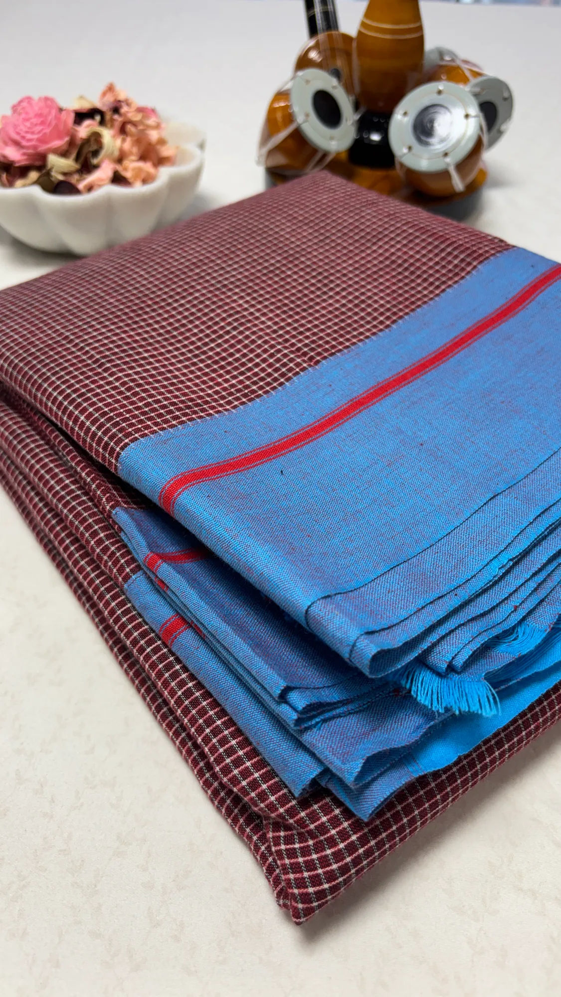 Brown Checks with Blue Border