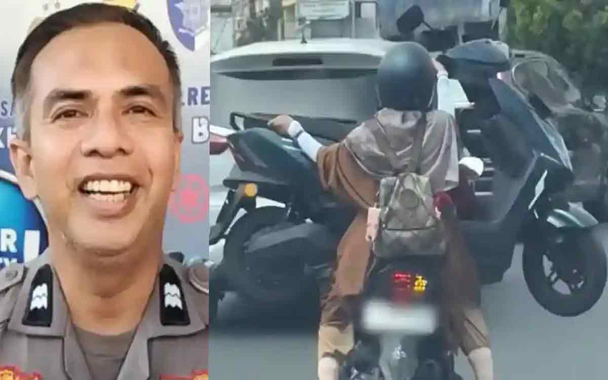 Viral! Emak-Emak di Makassar Angkut Motor Listrik Pakai Motor, Polisi Turun Tangan