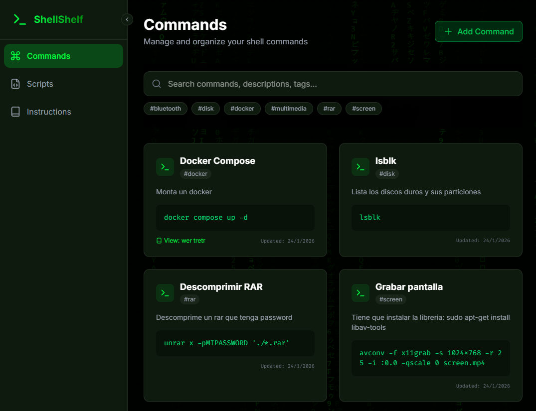 ShellShelf Matrix UI