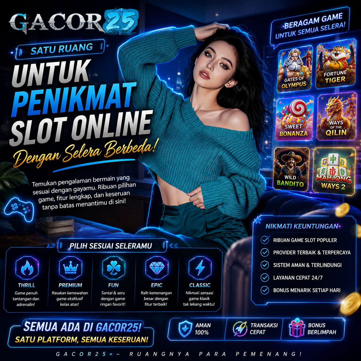 GACOR25 = Satu Ruang Untuk Penikmat Slot Online Dengan Selera Berbeda