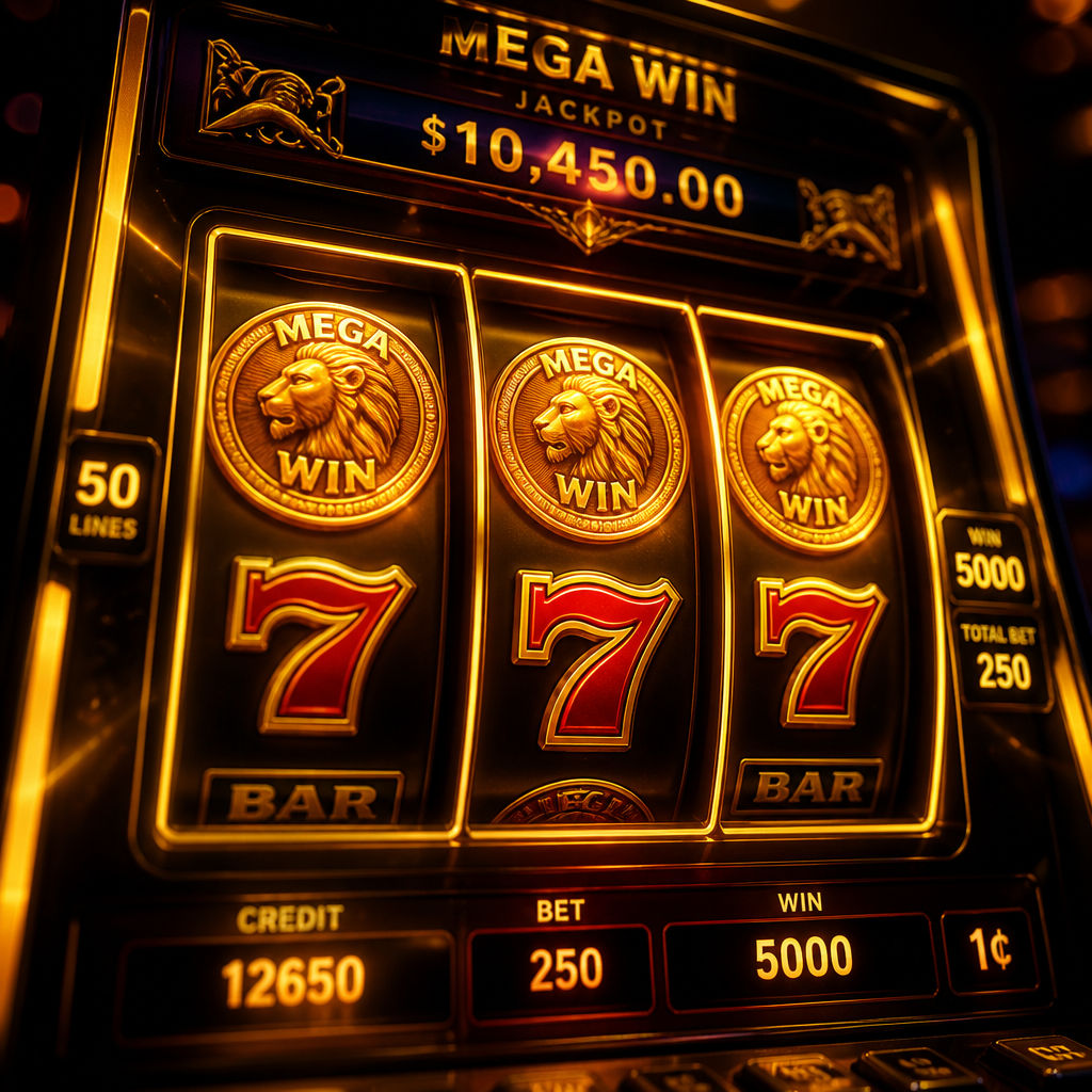 Mesin slot online dengan simbol koin emas berkilau di Slot Maxwin