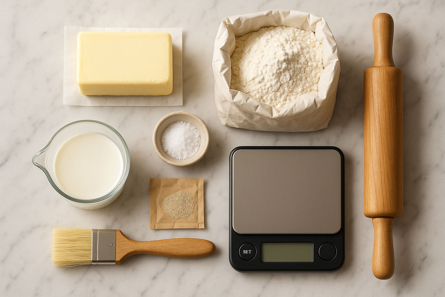 Ingrediente și ustensile necesare pentru prepararea aluatului de croissante.jpeg