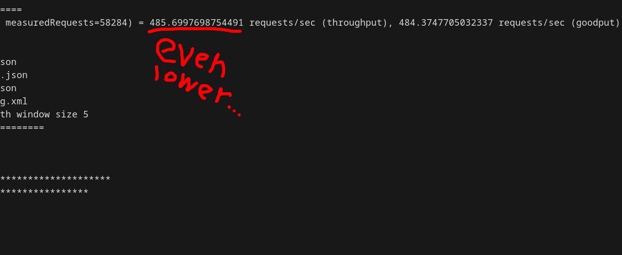 A terminal showing Benchbase with 485 TPS