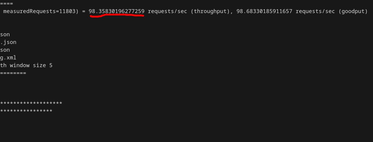 A terminal showing Benchbase with 98 TPS