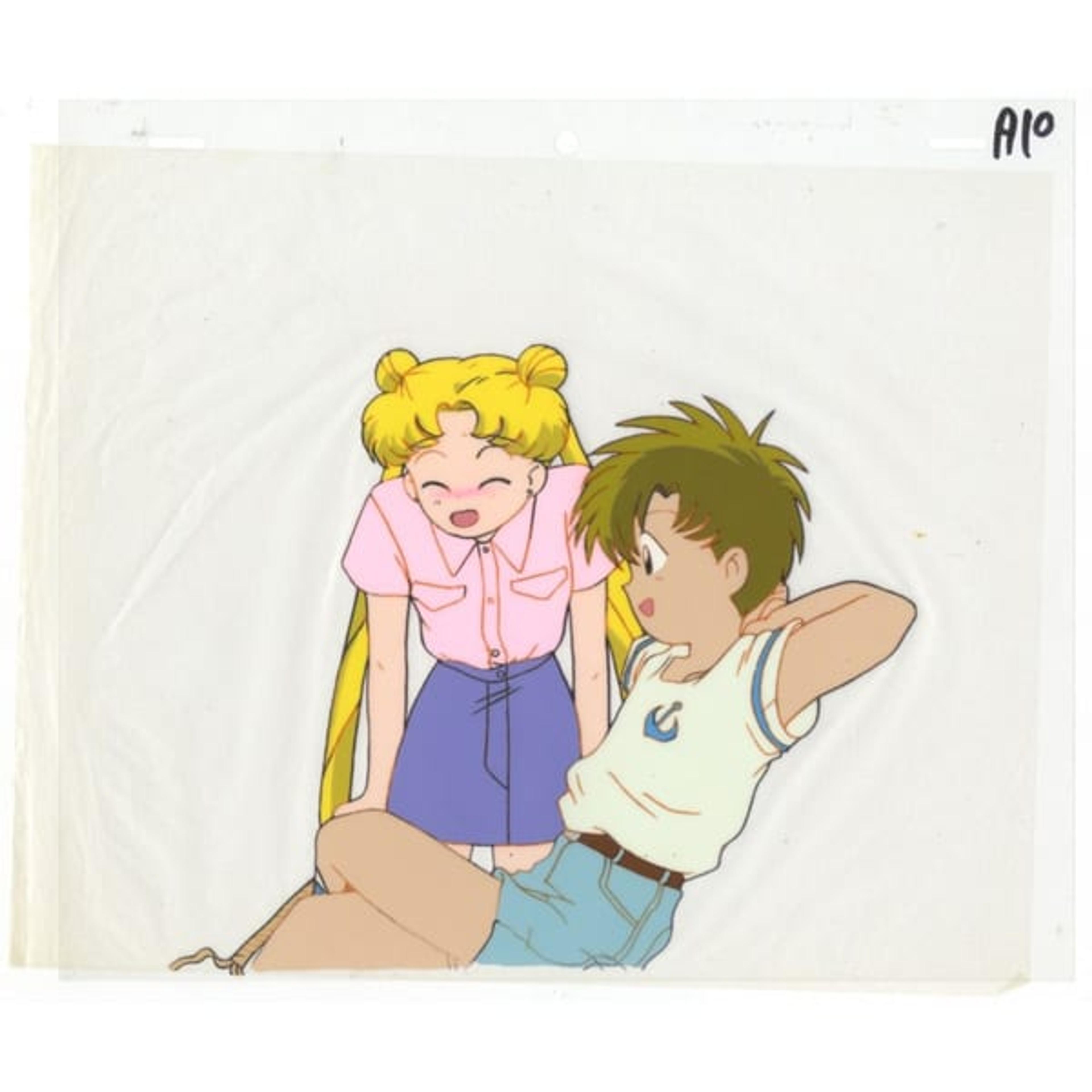 Original Sailor Moon Usagi Tsukino &amp; Shingo Tsukino Anime Cel