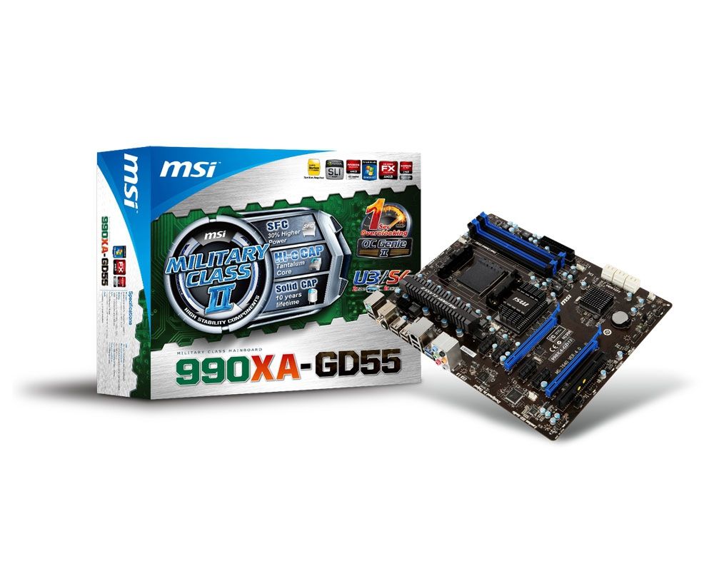 MSI 990XA-GD55 motherboard AMD 990FX Socket AM3+ ATX