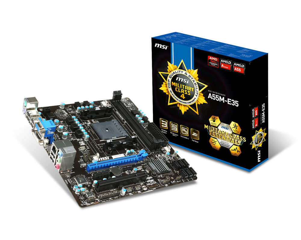 MSI A55M-E35 motherboard AMD A55 Socket FM2+ micro ATX