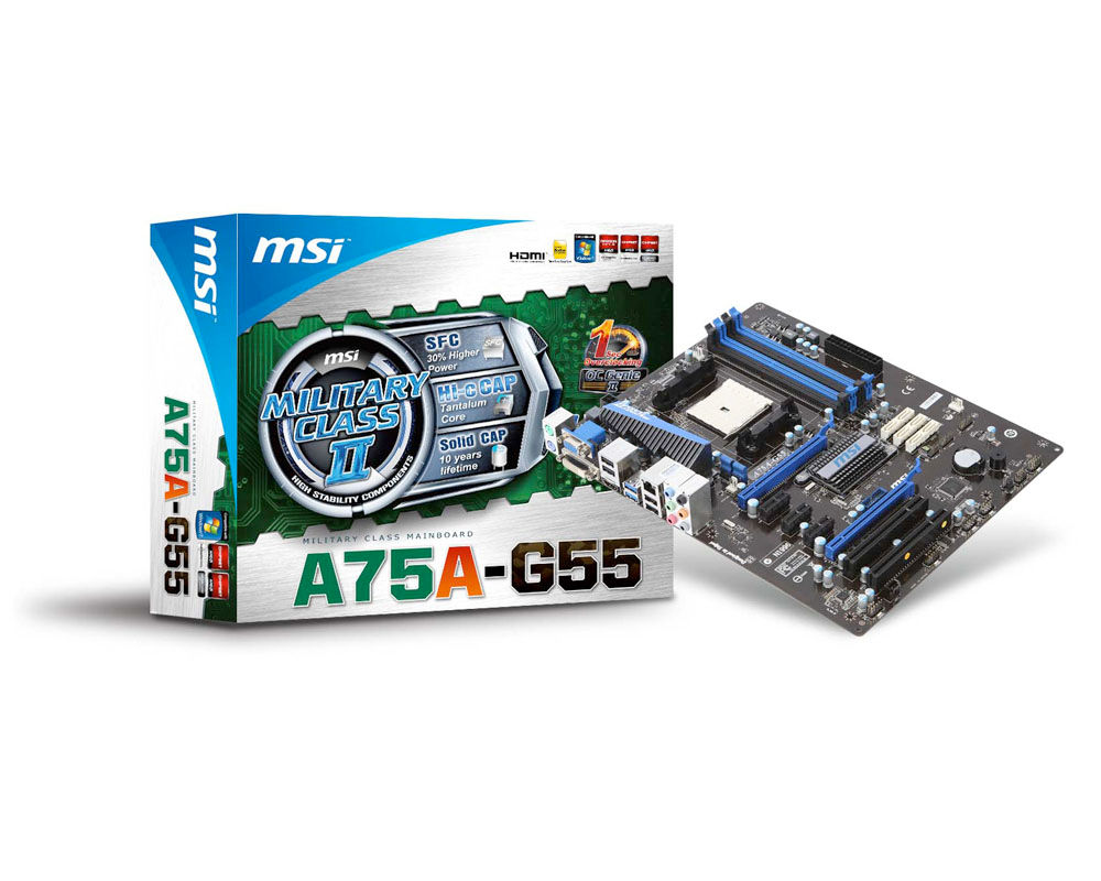 MSI A75A-G55 AMD Hudson D3 Socket FM1 ATX