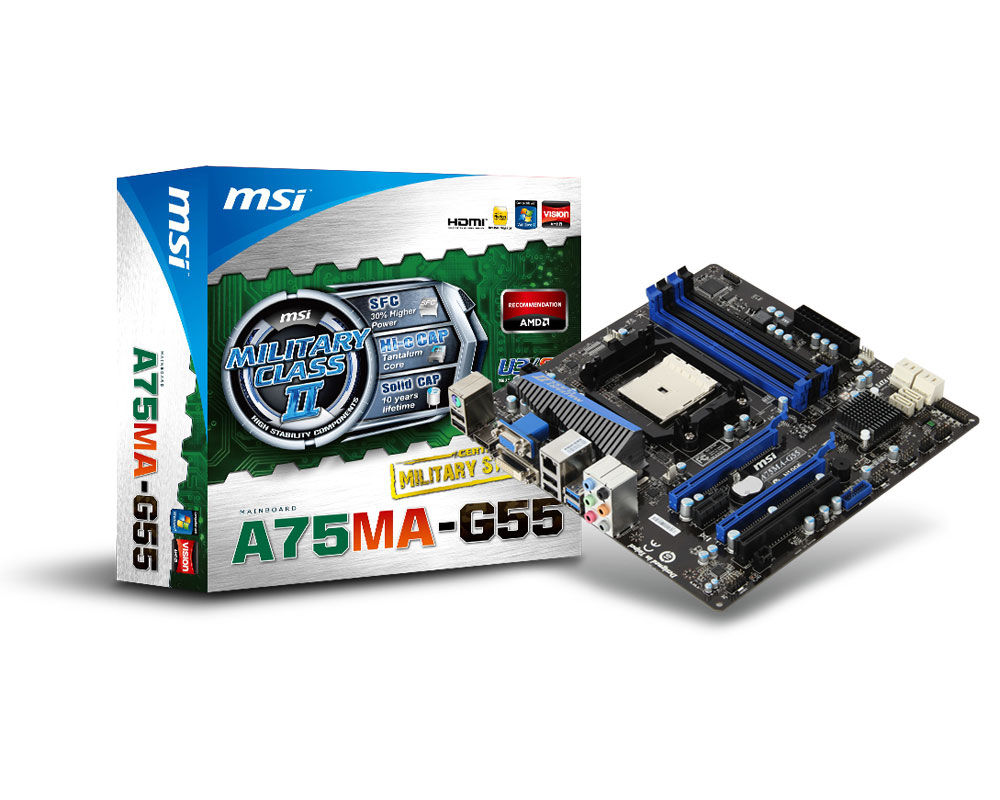 MSI A75MA-G55 AMD A75 Socket FM1 micro ATX