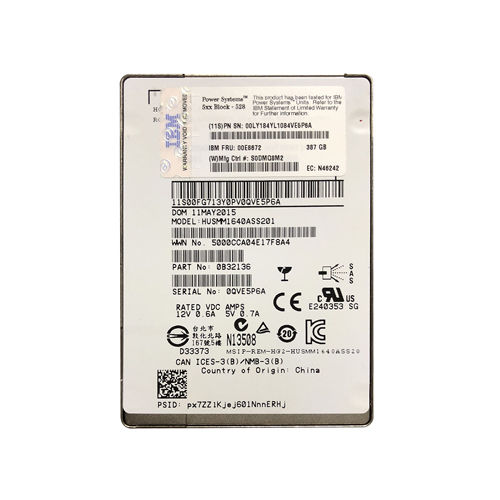00E8672 - IBM 387GB 2.5 inch eMLC 6Gb/s SAS Solid State Drive