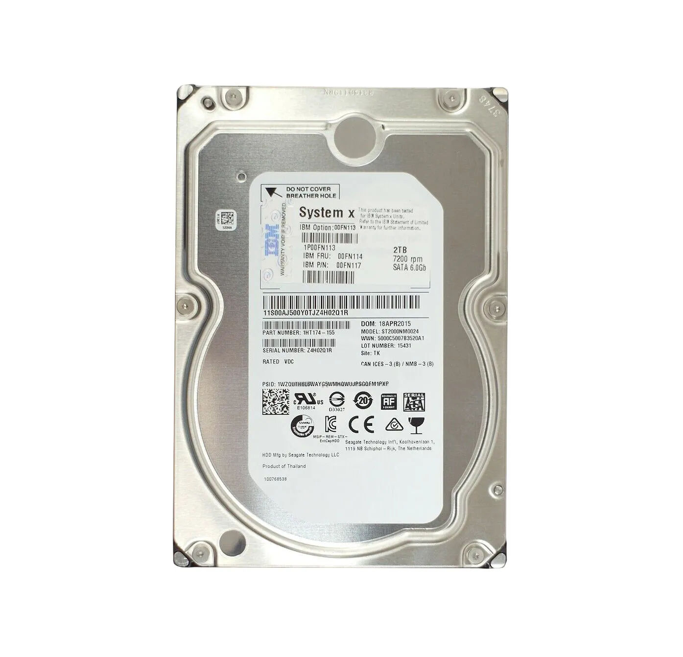 00FN114 - Lenovo 2TB 7200RPM SATA 6Gb/s 3.5-in Hard Drive