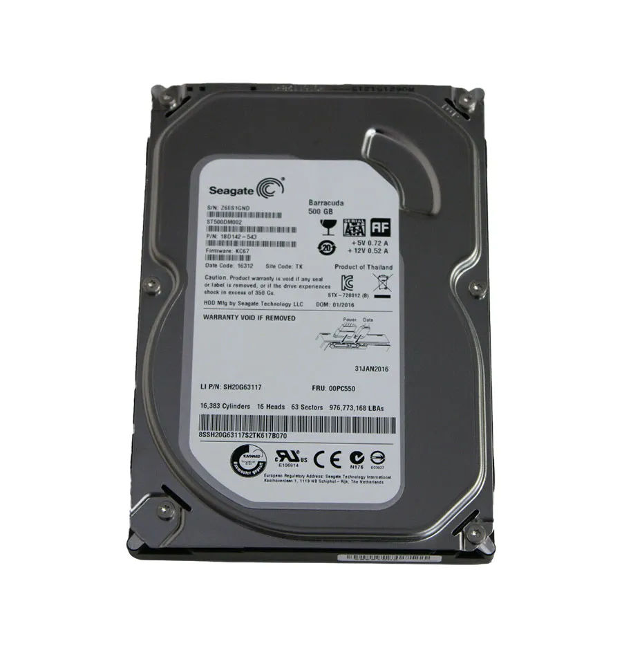 00PC550 - Lenovo 500GB 7200RPM SATA 6Gb/s 3.5-in Hard Drive