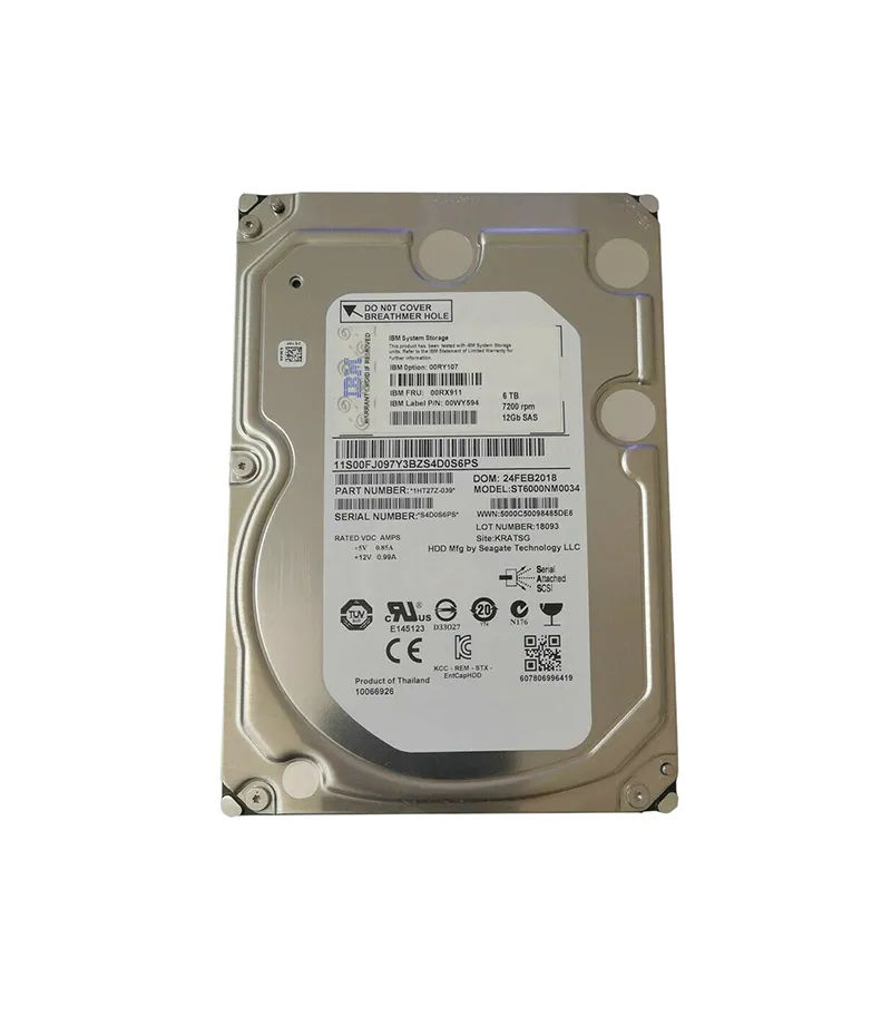 IBM 00RX911 6TB 7200RPM SAS 12Gbps 3.5-inch Hard Drive
