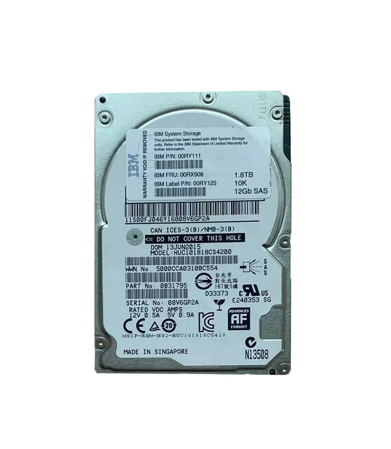 00RY125 - IBM 1.8TB SAS 10000RPM 2.5-Inch Hard Drive
