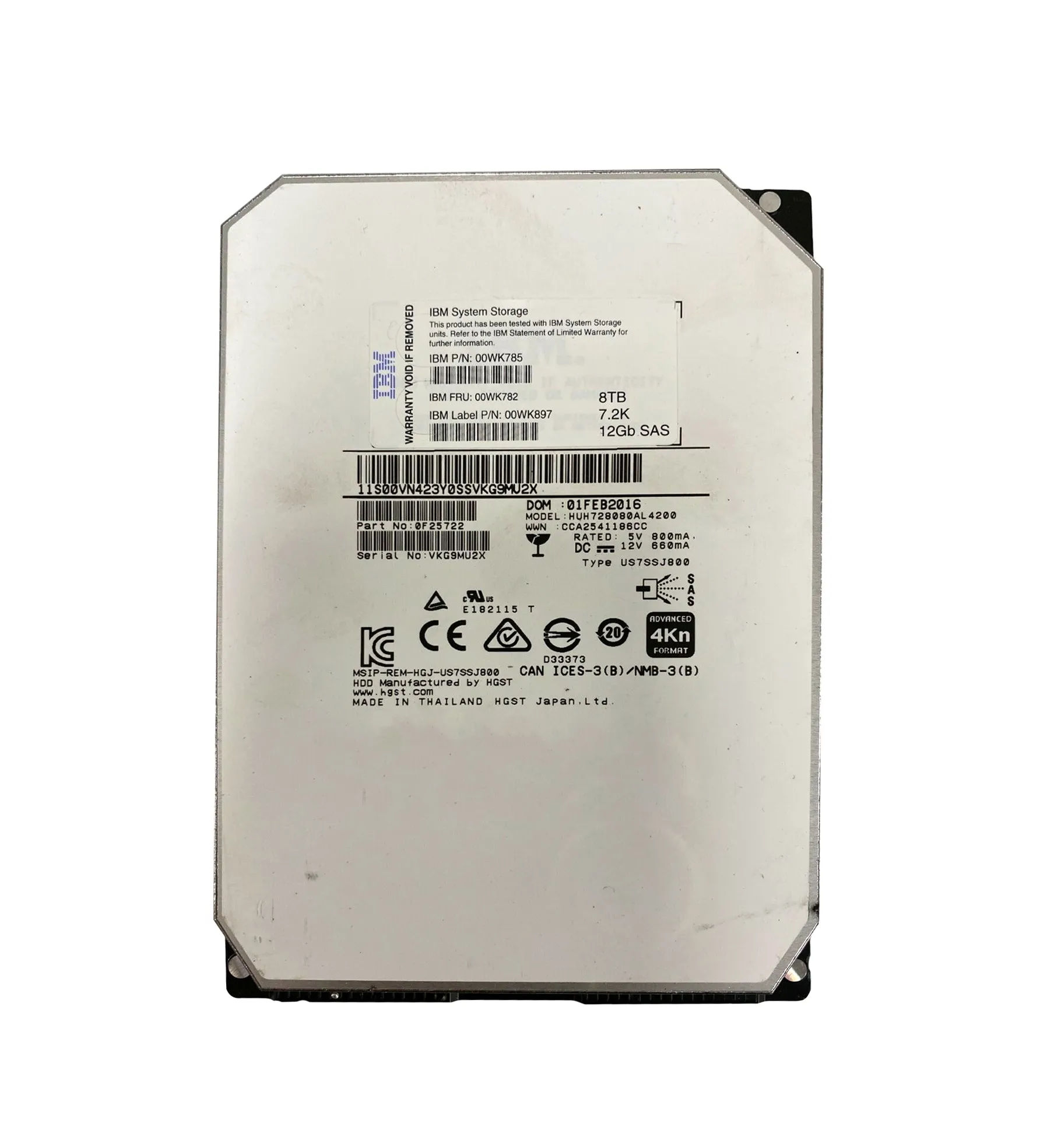 00WK785 - IBM 8TB SAS 7200RPM 3.5-inch Hard Drive