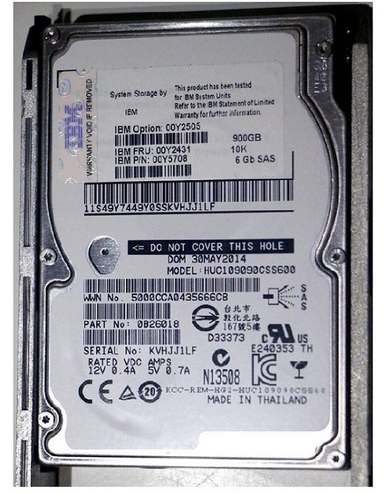 IBM 900GB 10K SAS 2.5" Hot-Swap Hard Drive HDD for Storwize V3500 / V3700