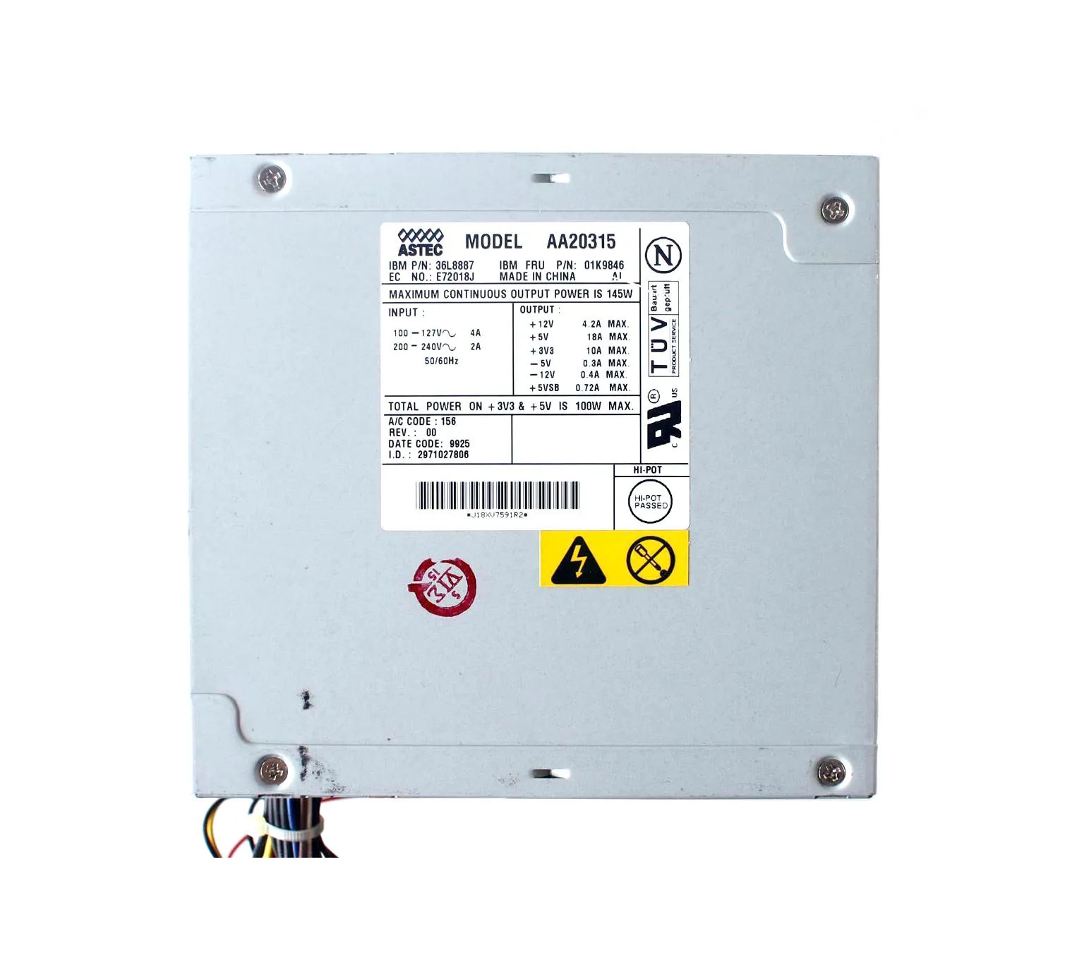 01K9846 - IBM 145-Watts ATX Power Supply For 300GL