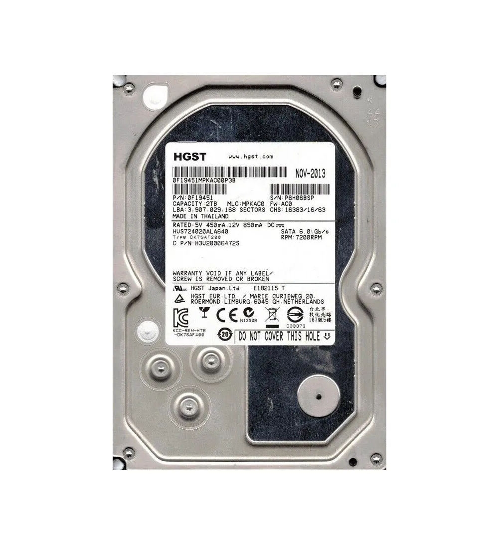 0F19451 - HGST 2TB 7200RPM SATA 6Gb/s 3.5-in Hard Drive