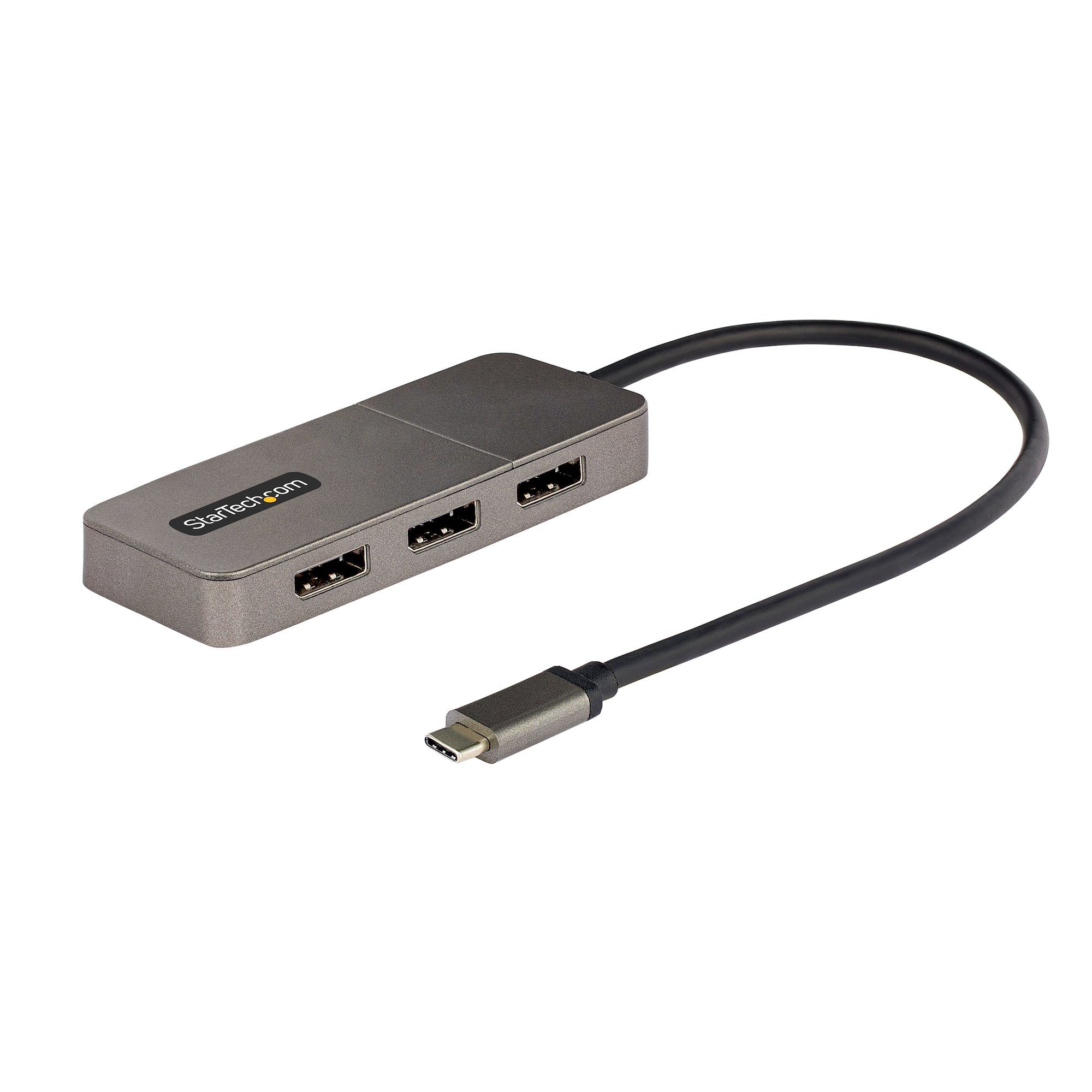 StarTech.com 3-Port USB-C Multi-Monitor Adapter, USB Type-C to 3x DisplayPort 1.4 MST Hub, Triple 4K 60Hz DP Laptop Display Extender / Splitter, HDR, Extra-Long Built-In Cable - Windows Only