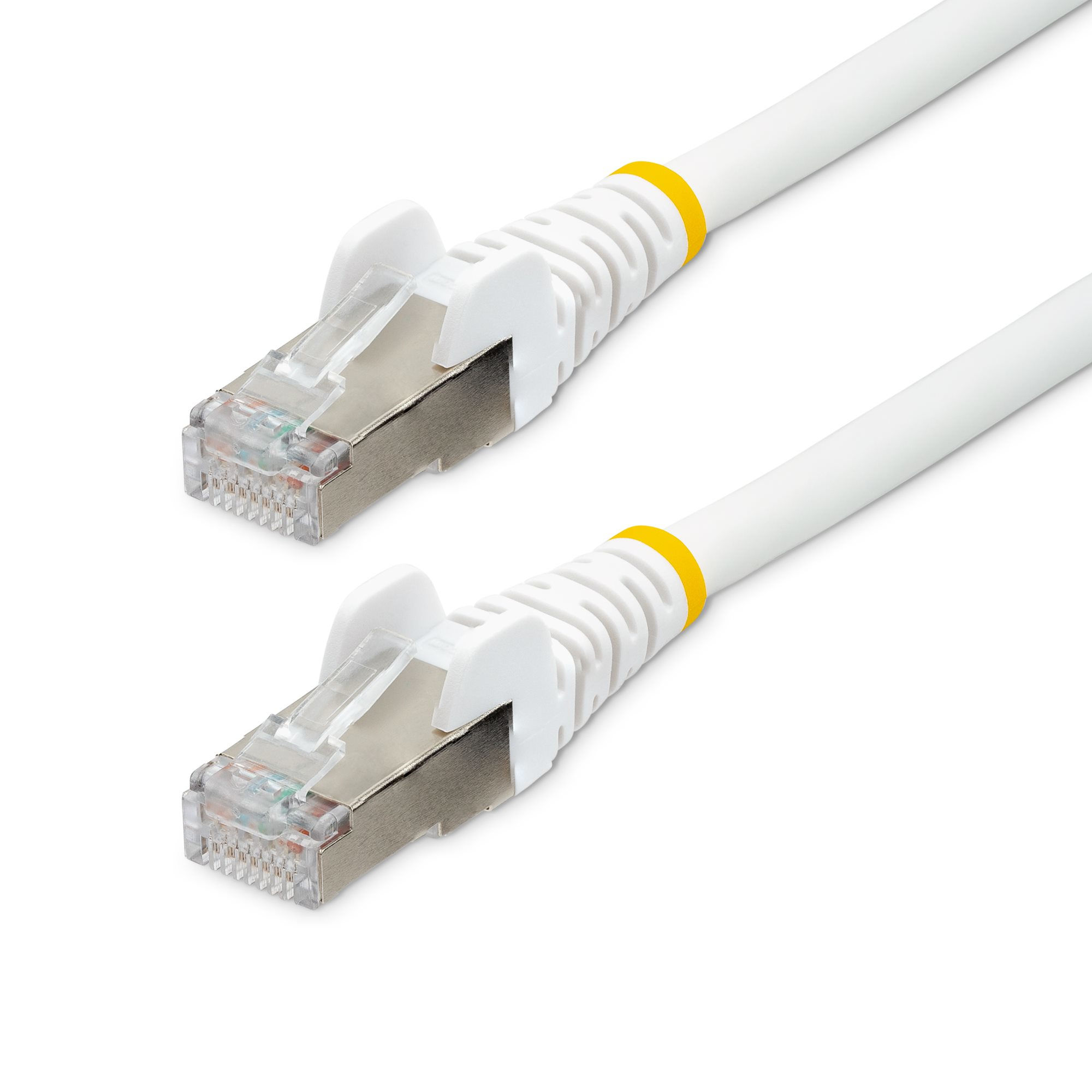 StarTech.com 12ft CAT6a Ethernet Cable - White - Low Smoke Zero Halogen (LSZH) - 10GbE 500MHz 100W PoE++ Snagless RJ-45 w/Strain Reliefs S/FTP Network Patch Cord