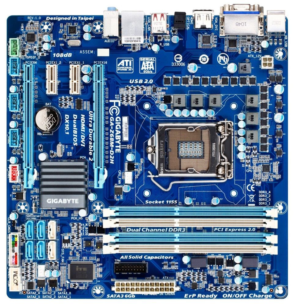 GIGABYTE GA-Z68M-D2H motherboard Intel Z68 LGA 1155 (Socket H2) micro ATX