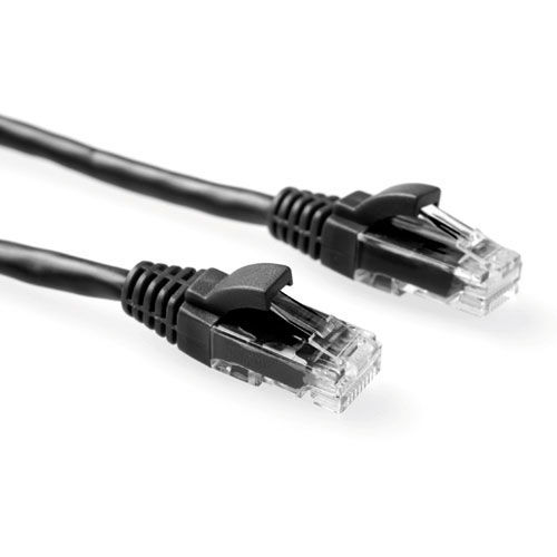 ACT Black 1 meter U/UTP CAT6 patch cable component level with RJ45 connectors