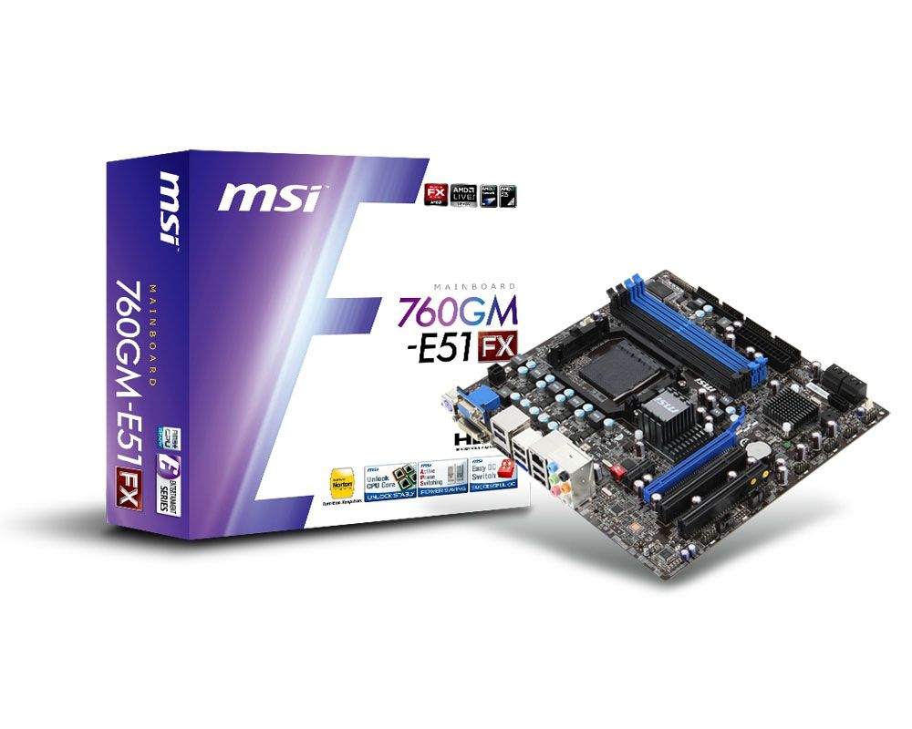 MSI 760GM-E51 (FX) motherboard AMD 760G Socket AM3+ micro ATX