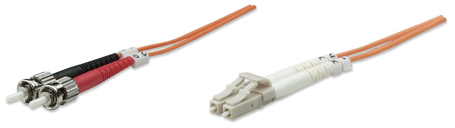 Intellinet Fiber Optic Patch Cable, OM1, LC/ST, 1m, Orange, Duplex, Multimode, 62.5/125 µm, LSZH, Fibre, Lifetime Warranty
