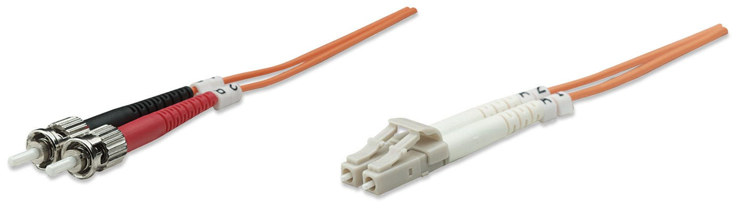 Intellinet Fiber Optic Patch Cable, OM1, LC/ST, 3m, Orange, Duplex, Multimode, 62.5/125 µm, LSZH, Fibre, Lifetime Warranty