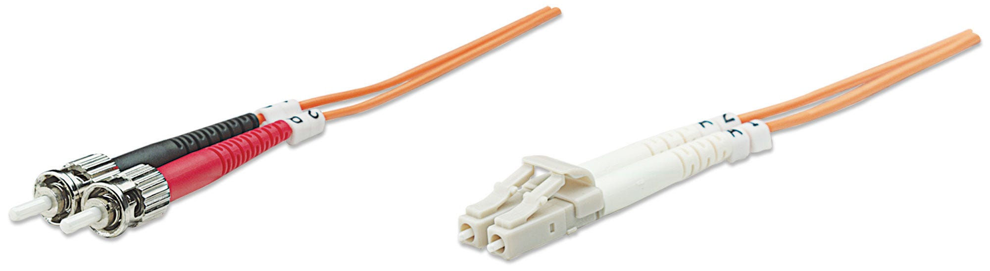 Intellinet Fiber Optic Patch Cable, OM1, LC/ST, 10m, Orange, Duplex, Multimode, 62.5/125 µm, LSZH, Fibre, Lifetime Warranty, Polybag
