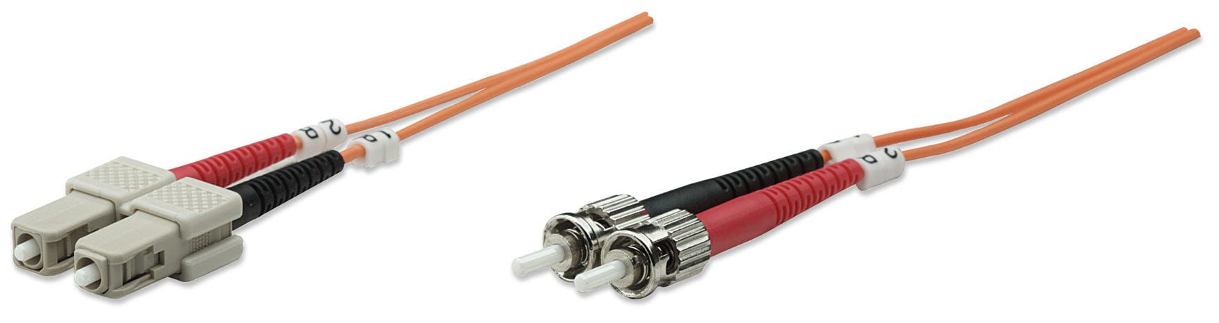 Intellinet Fiber Optic Patch Cable, OM1, ST/SC, 1m, Orange, Duplex, Multimode, 62.5/125 µm, LSZH, Fibre, Lifetime Warranty