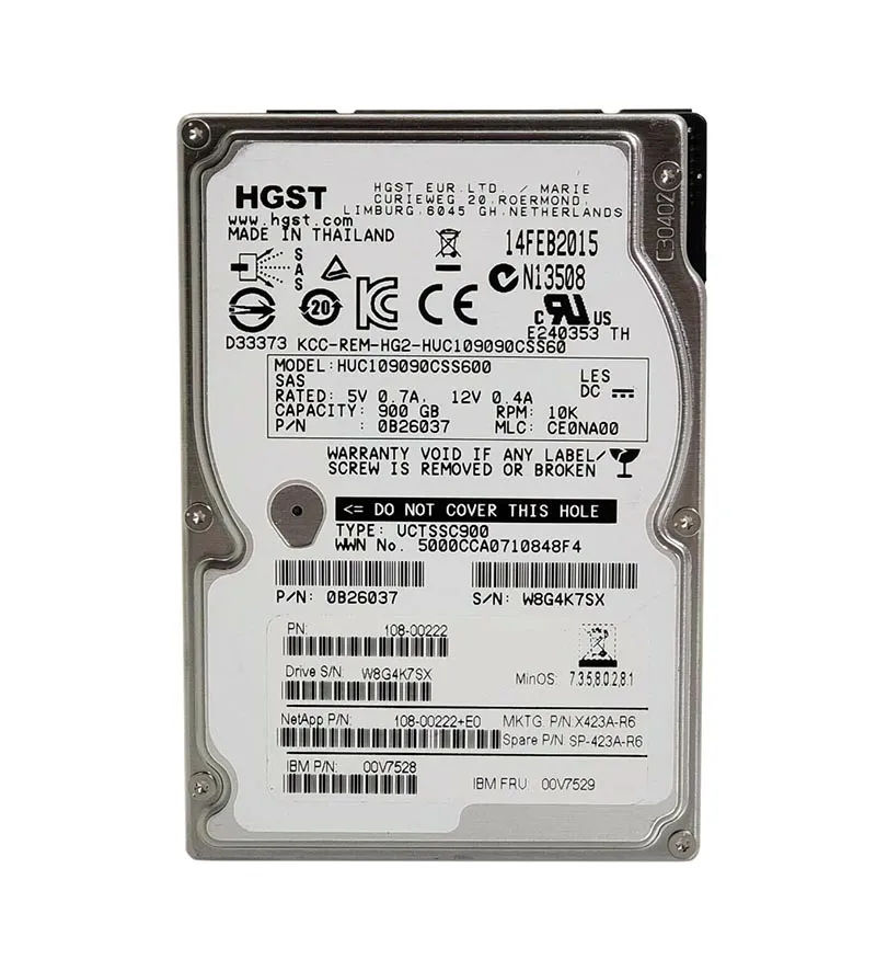 NetApp 108-00222 900GB 10K 6Gbps SAS Hard Drive