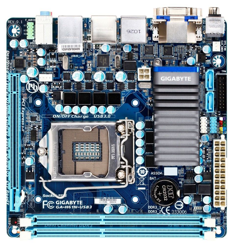 GIGABYTE GA-H61N-USB3 motherboard Intel® H61 LGA 1155 (Socket H2) mini ITX